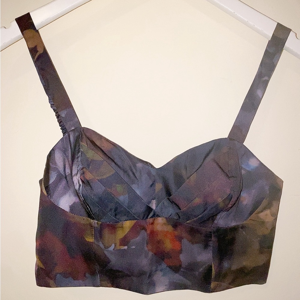 Satin Crop Tank Top Purple and Black H&M size Small NWT